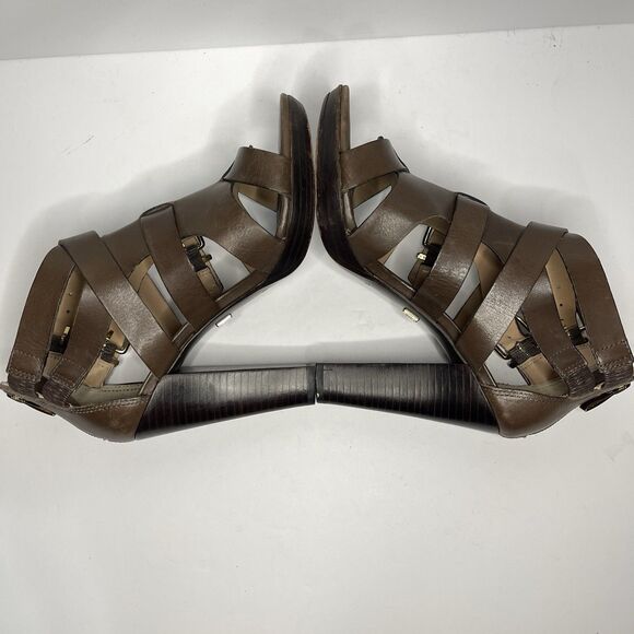 POUR LA VICTOIRE Women’s Strappy Sandal Heels 6.5M Brown Leather Made in Brazil - Picture 6 of 11
